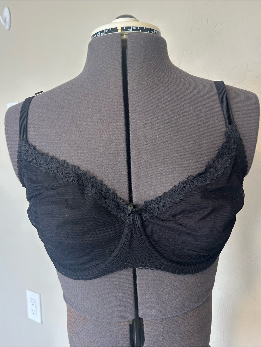 DOBREVA Underwired Unlined Bra Black Lace Mesh Hook & Eye 38D SF2202201 (1947)